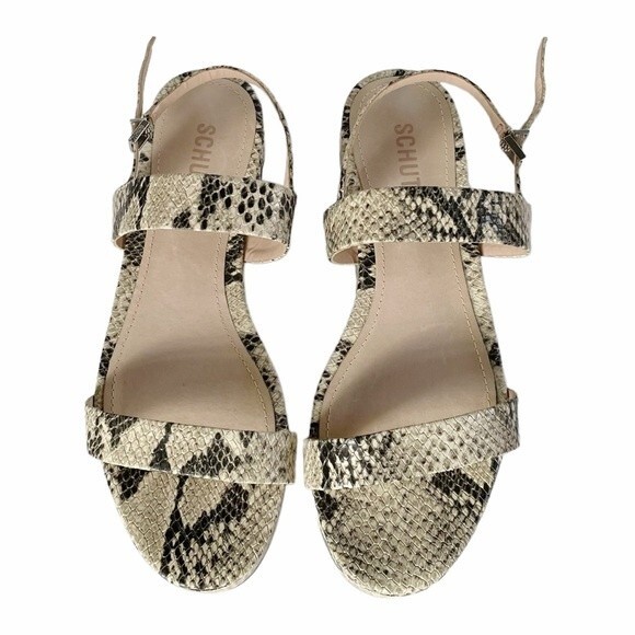 NEW Schutz Sally Leather Embossed Snake Print Flatform Platform Sandals Size 7 - Picture 8 of 12